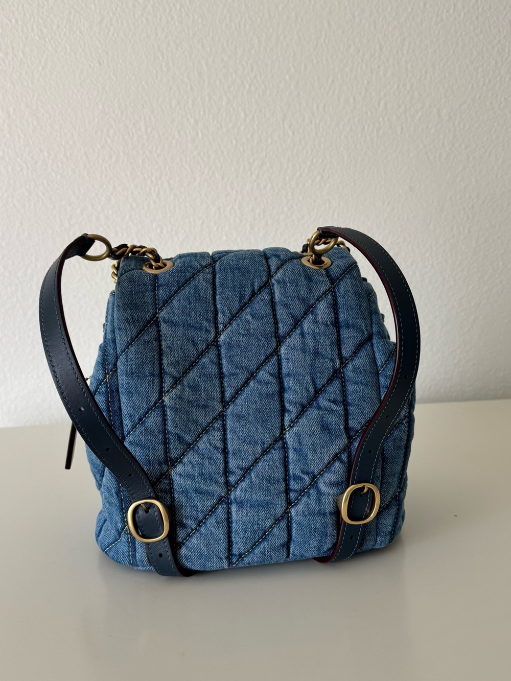 Coach Quilted Tabby Denim Indigo Backpack Shoulder Bag - Picture 8 of 15